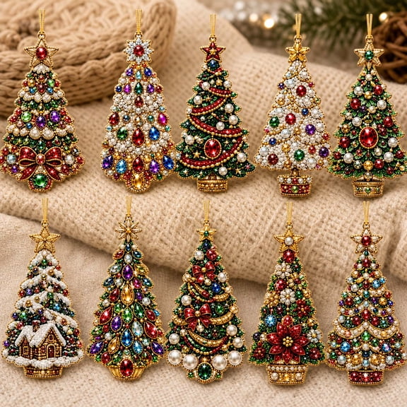 Christmas DIY Pearl Diamond Ornaments, Art Kit For Adults, Glossy Pearl Acrylic Hanging Decor For Christmas Tree Holiday Decor
