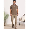 thumbnail image 5 of DARING DIVA Men's Contrast Trim Short Sleeve Button Closure Polo Shirts 2XL Khaki, 5 of 7