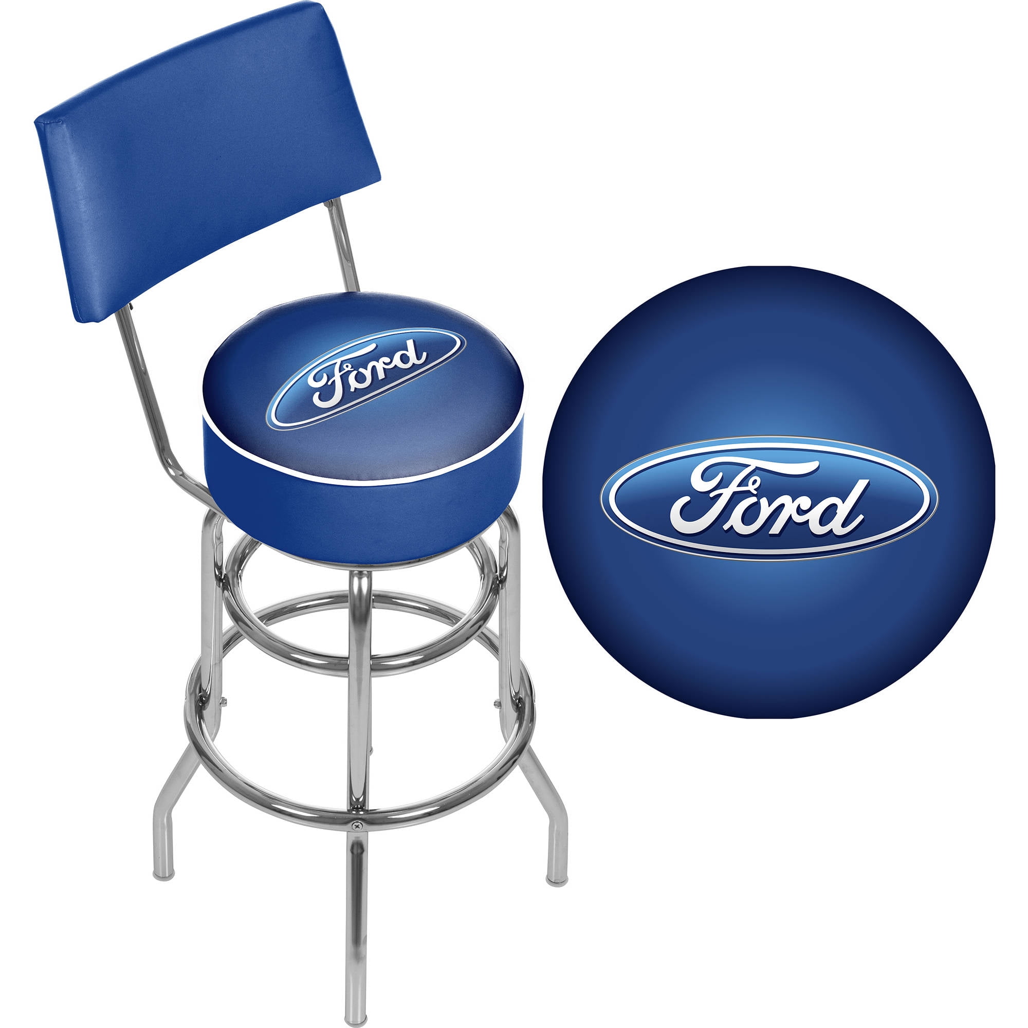 Trademark Gameroom Ford-Swivel Bar Stool with Back-Ford-Oval 