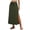 Army Green, variant on Women's Cotton Linen Skirt Pleated Split Solid Color Maxi Skirt Elastic High Waist Drawstring Skirt
