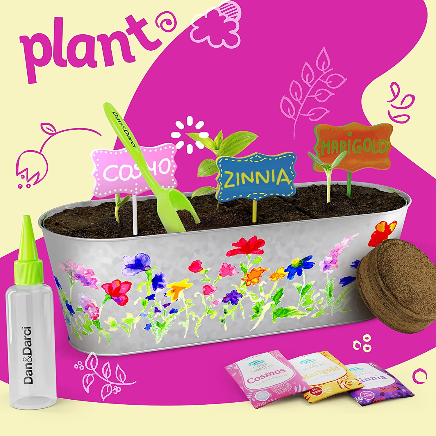 Dan&Darci Paint & Plant Flower Growing Kit for Kids - Best Birthday Crafts Gifts for Girls & Boys - Christmas Gift - Childrens Gardening Kits, Art Projects Toys for Ages 4-12