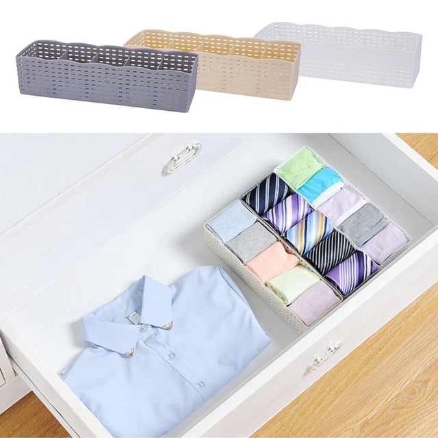 Cajón Divisor Armario Ropa interior Calcetines Organizador Contenedor Caja de almacenamiento, Multifunción, Fácil de llevar, Fa Blanco Soledad Cesta de almacenamiento ahuecada