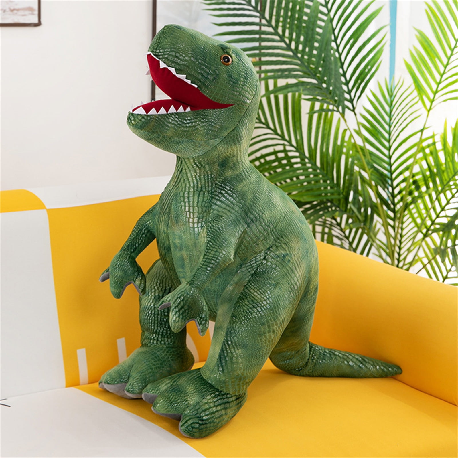 Green Dinosaur Plush Toy - Soft Stuffed T-Rex Animal with Realistic Design, No Tag, Plush Texture - For Kids, Toddlers, Bedroom Decor, Playroom, Birthday Gift, Holiday Present, Nursery Decoration
