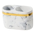 thumbnail image 4 of Toothbrush Stand Toothpaste Holder Makeup Brush Organizer Double Compartment Resin for Home or Hotel Bathroom Countertop, 4 of 9