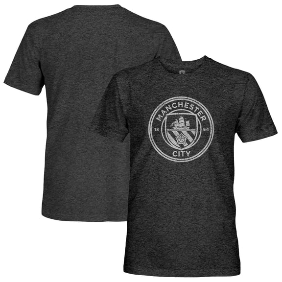 Men's 1863FC Heather Black Manchester City Mono Crest Twisted Tri-Blend Slub T-Shirt