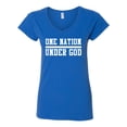 thumbnail image 2 of Wild Bobby One Nation Under God Inspirational/Christian Women Standard V-Neck Tee, Royal, Medium, 2 of 5