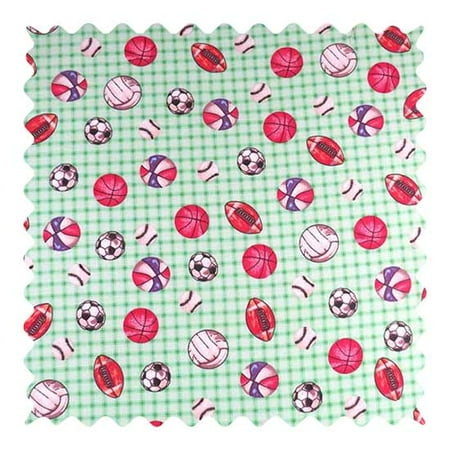 SheetWorld Sports Green Grid Fabric - By The Yard