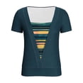 thumbnail image 6 of DeHolifer T-Shirts for Women Crewneck Casual Printed Summer Trendy Short Sleeve Fake Two Piece Tee Tops Navy L, 6 of 7