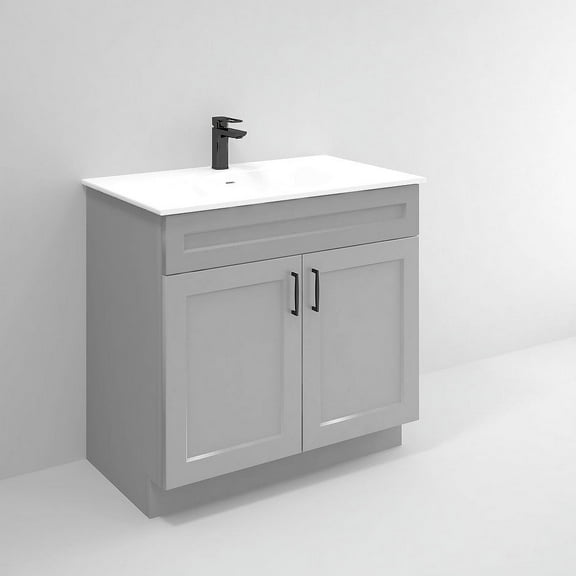 Light Grey Shaker Sink Base Bathroom Vanity Ready-to-Assemble Cabinet 36" Width