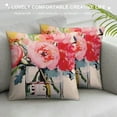 thumbnail image 3 of ARISTURING  Watercolor Floral Pink Roses Bloom Throw Pillow Cover Decorative Romantic Paris Perfume Bottle Green Leaves Pillow Cushion Cover Sofa Chair Pillowcase Gift, 3 of 5