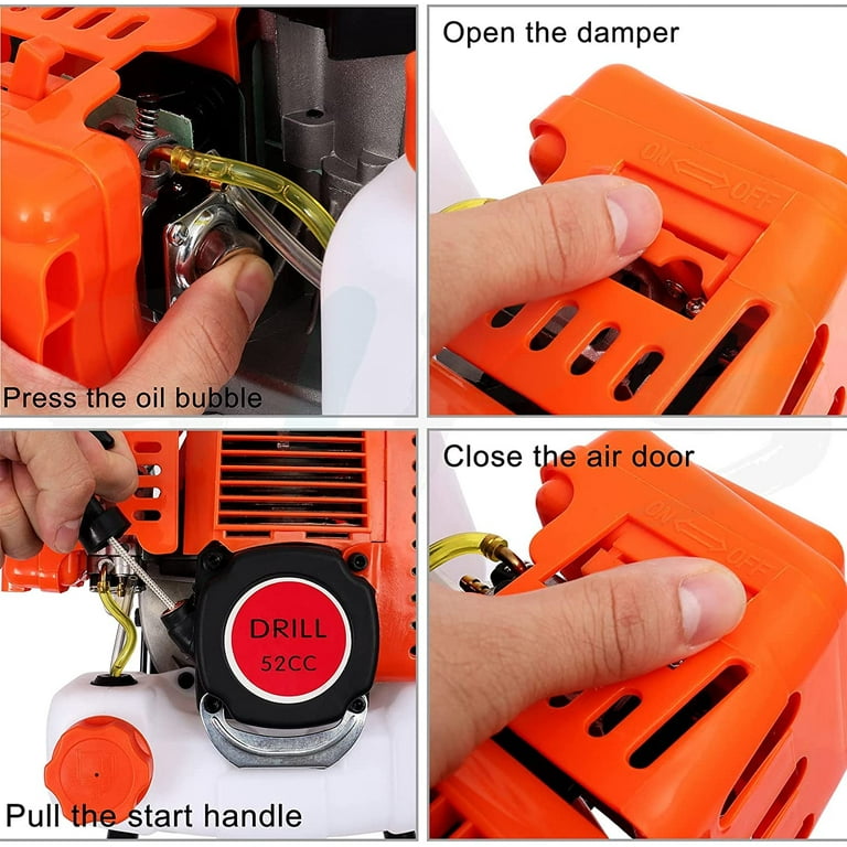 52cc Gas Powered Post Hole Digger 2 Stroke Earth Auger with 20