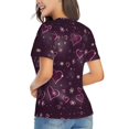 thumbnail image 3 of Xecao Snowflakes and Hearts for Women's V-Neck T-Shirts-Elegant Half-Sleeve Tops Perfect for Summer-Small, 3 of 5