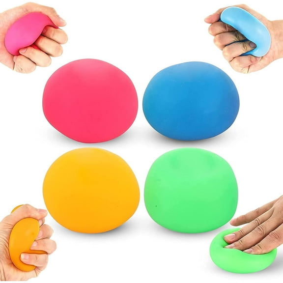 Yirtree Stress Balls 4 Packs for Sensory Squeeze Toy Set Durable Squishy Stress Relief Kit Soft Squeeze Balls to Help Anxiety Autism Ideal Gift