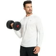 thumbnail image 4 of Pdbokew Men's UPF 50+ Rash Guard Swim Shirt Long Sleeve Athletic Hoodies Lightweight Fishing Running Thumbholes Shirt White L, 4 of 8