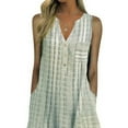 thumbnail image 2 of JBEELATE Women Summer Bohemia Dress Sleeveless Casual Loose Button Down Long Dress Striped with Pockets, 2 of 7
