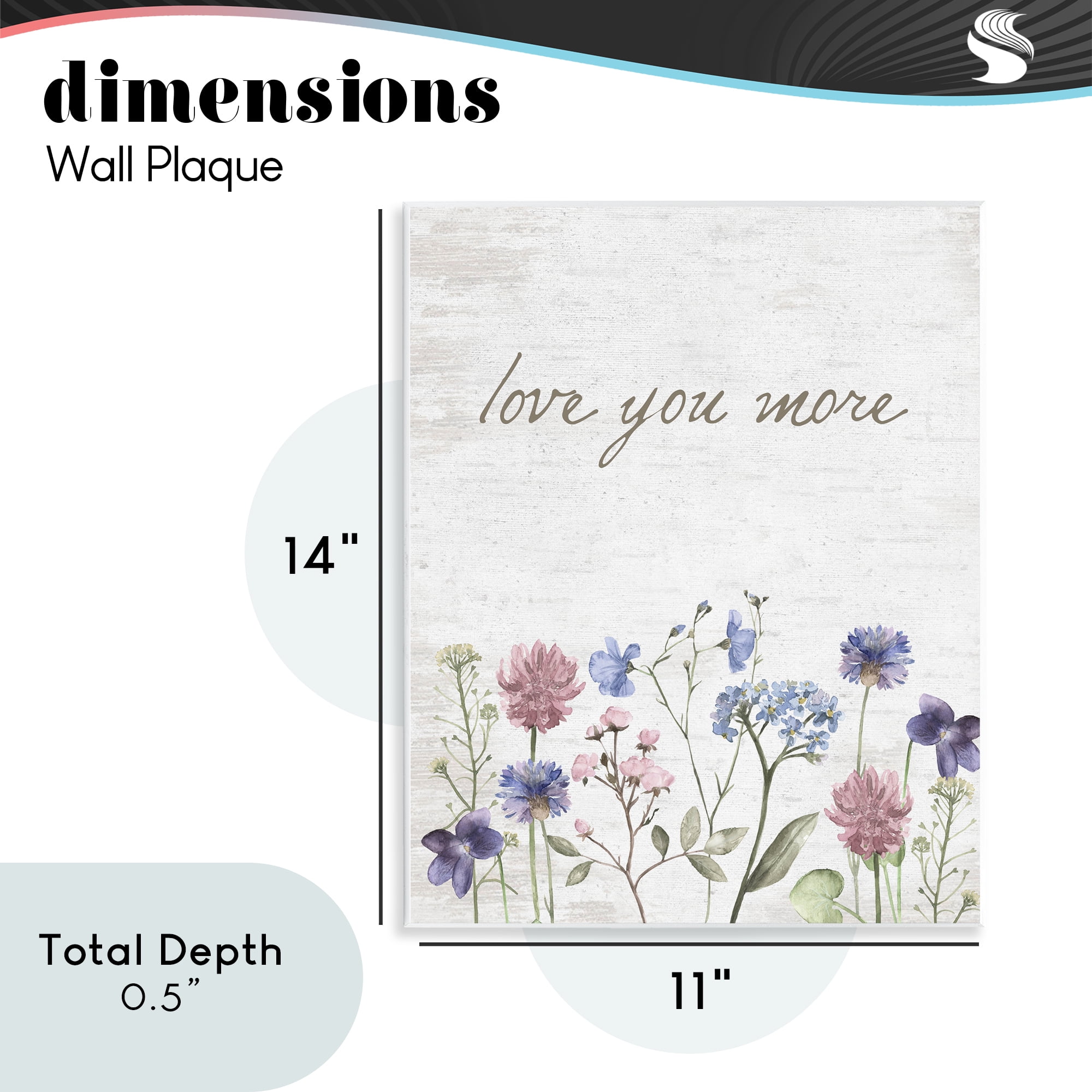 Love You More Wildflowers Wall Plaque Art, design by Lettered and Lined
