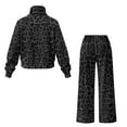 thumbnail image 5 of SCRAWLGOD Leopard Print Gray Black Lounge Sets for Women Sweatsuit Turtleneck 2 Piece Outfits Sweatshirt Wide Leg Sweatpants Fashionable Tracksuit Matching Set, XL, 5 of 7