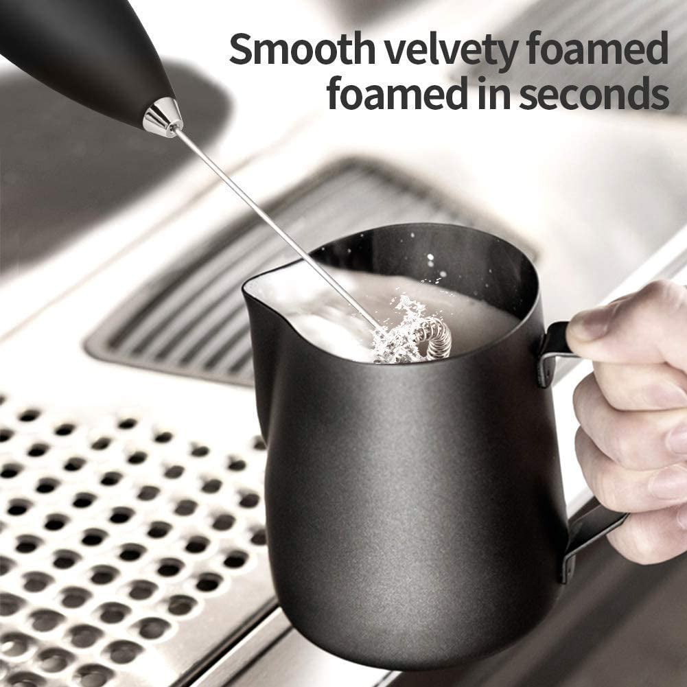 JEEXI Pro Milk Frother Handheld With Stand - Powerful Coffee Frother  Electric Handheld Mixer & Foam Maker - Battery Operated Frother For Coffee