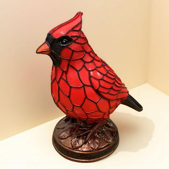 Cardinal Bird Lamp, Vintage Resin Red Bird Night Light, Christmas Desktop Ornament for Livingroom Bedroom Home Decoration