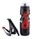 thumbnail image 1 of Botella de agua de 650 ml con soporte para bicicleta, soporte de jaula para bicicletas de montaña (negro + rojo), 1 of 3