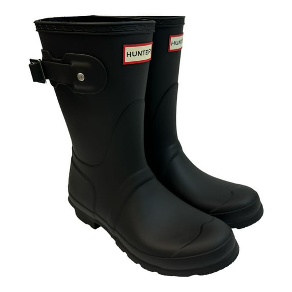 Hunter Women's Original Short Pull-On Waterproof Rubber Rain Boots (Black, 7)
