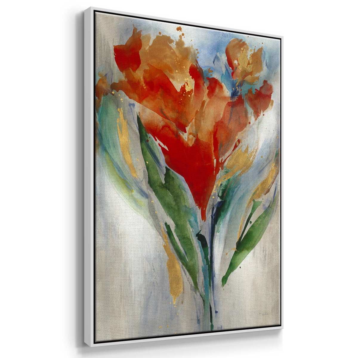 Wild Flower Bouquet Framed Premium Gallery Wrapped Canvas - Ready to Hang - 25 x 37 - White Floating Frame