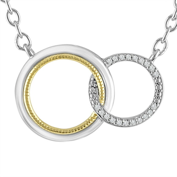 Ladies Brilliance Fine Jewelry Diamond Accent Sterling Silver 14Kt Gold Plated Double Circle Necklace