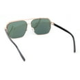 thumbnail image 4 of Mens Sophisticated Rectangular Flat Top Euro Style Metal Rim Sunglasses Gold Black - Blue Mirror, 4 of 4