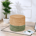 thumbnail image 4 of Tcbosik 18" Ottoman Pouf, Natural Seagrass Footstool, Round Footrest for Living Room, Bedroom, Natural & Green, 4 of 6