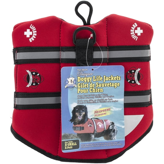 Paws Aboard Dog Life Jacket - Keep Your Canine Safe with a Neoprene Life Vest - Designer Life Jackets - Perfect for Swimming and Boating - Red, X-Small