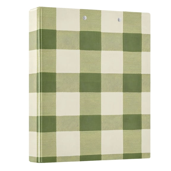 Three Ring Binder Light Green Gingham 1.5 Inch Round Binder D-Rings for Office Supplies and More