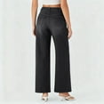 thumbnail image 4 of Hogleaql High Waist Straight Legg Jeans for Women Fashion Going Out Stretchy Wide Leg Button Denim Jeans with Pockets Loose Trousers Black M, 4 of 5