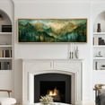 thumbnail image 3 of Large Framed Canvas Print Watercolor Misty Mountains - Green Forest LandscapeWall Art Decorative Ready to Hang Painting for Living room Bedroom 60x20 inches Natural Frame, 3 of 7