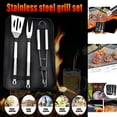 thumbnail image 5 of 3-Piece Stainless Steel BBQ Tool Set, Grill Utensils Kit with Spatula, Fork and Tongs, 5 of 8