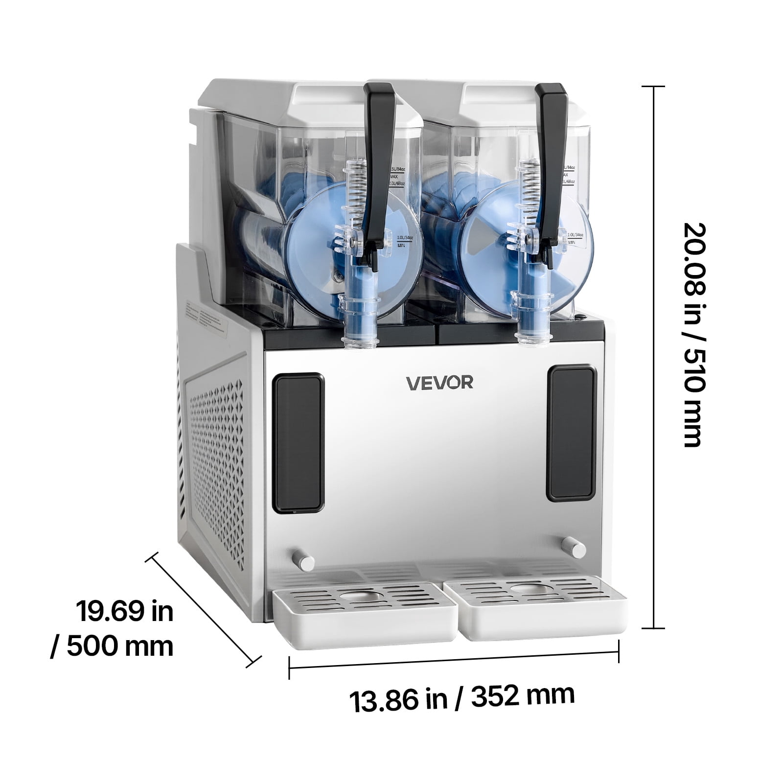 VEVOR Slushie Machine, 3L/100oz x 2 Tank Slushy Machine for Home, No Ice Needed Frozen Drink Maker, Margarita Maker with Self-Cleaning, for Frozen Margaritas, Frappés, Milkshake & More