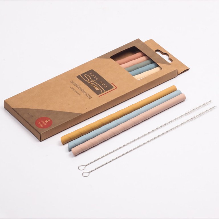 Eco Safe 8 In 1 Silicon Reusable Straws For HOT/COLD Drinks in