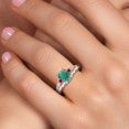 thumbnail image 4 of Gem Stone King 925 Sterling Silver Green Malachite and Red Created Ruby 3 Stone Engagement Ring for Women | 2.10 Cttw | Oval 8X6MM | Round 2MM | Gemstone Birthstone | Size 7, 4 of 6