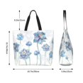 thumbnail image 6 of Bingfone Canvas Tote Bag for Women with Inner Pocket Aesthetic Cute Shopping Tote Bags Reusable Grocery Bags-Pale Blue Lotus Flowers, 6 of 9