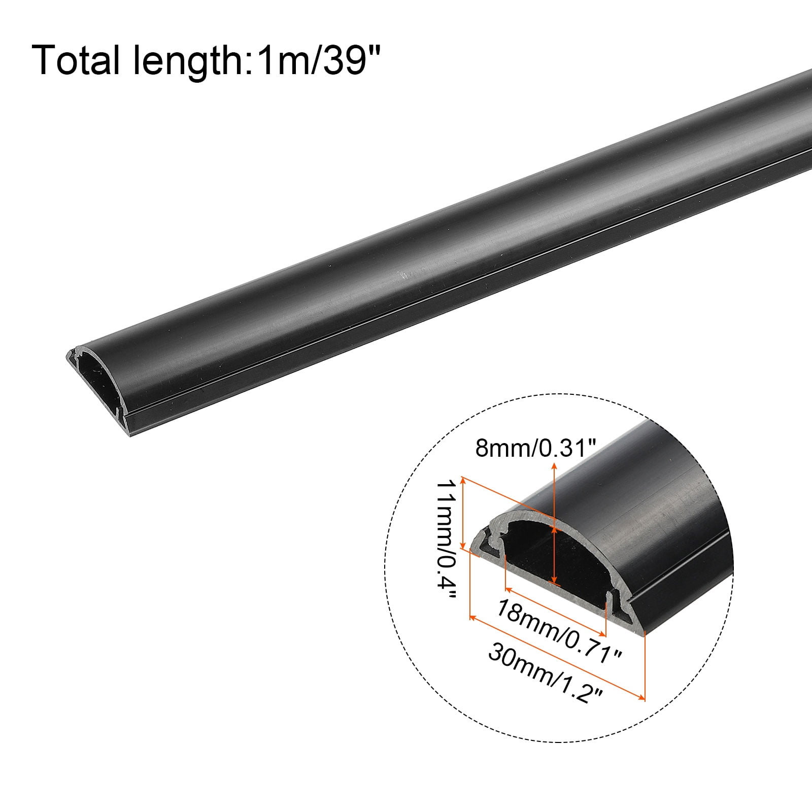 Unique Bargains Wall Cable Raceway Cord Cover Cord Hider Channel Self-Adhesive for TV Wire Black 39"x1.2"x0.4"