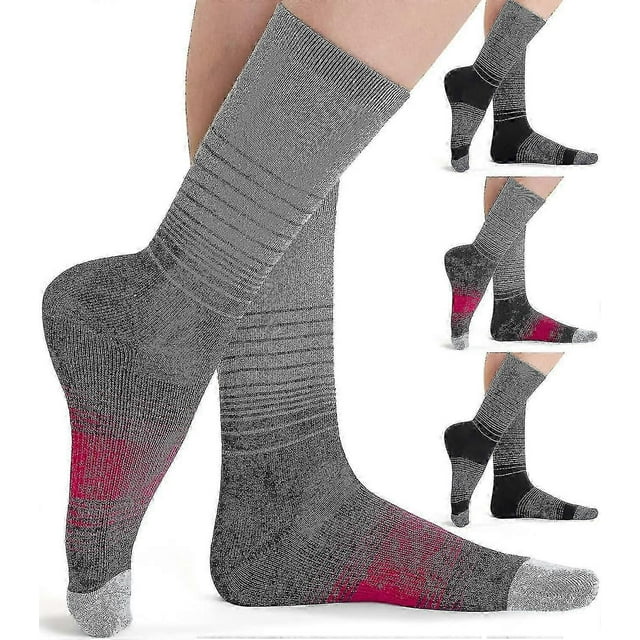 4 Pack Women\'s Merino Wool Hiking Socks Wicking Cushioned Warm Thermal Walking