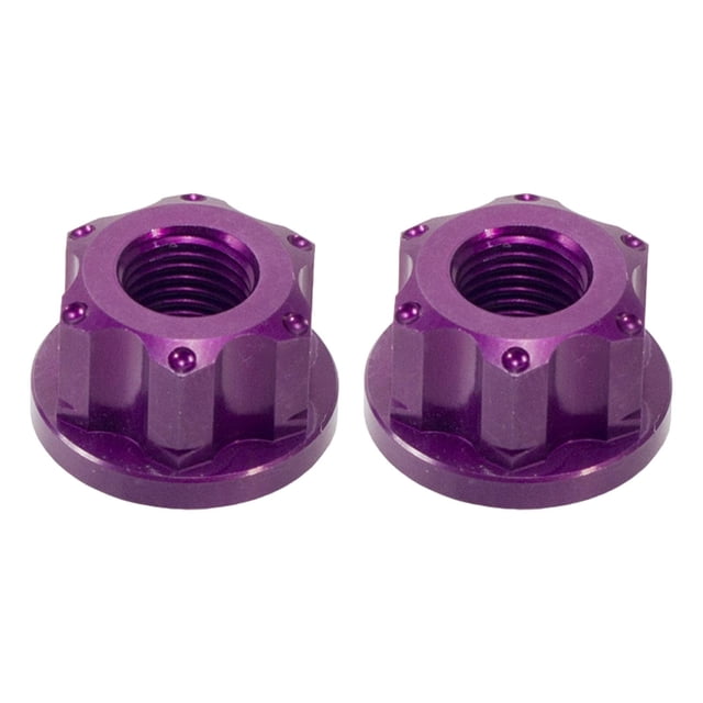 Almencla 2Pcs Bike Wheel Hub Axle Nuts Aluminum Alloy Replacement M9 Hub Nuts Violet