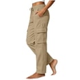 thumbnail image 6 of Women Quick Dry Cargo Pants Sevevn Elastic Drawstring Waist Straight Leg Outdoor Trousers With Multi Cargo Pockets, Rich Solid Color Selections For Hiking Travel Activities, 6 of 7