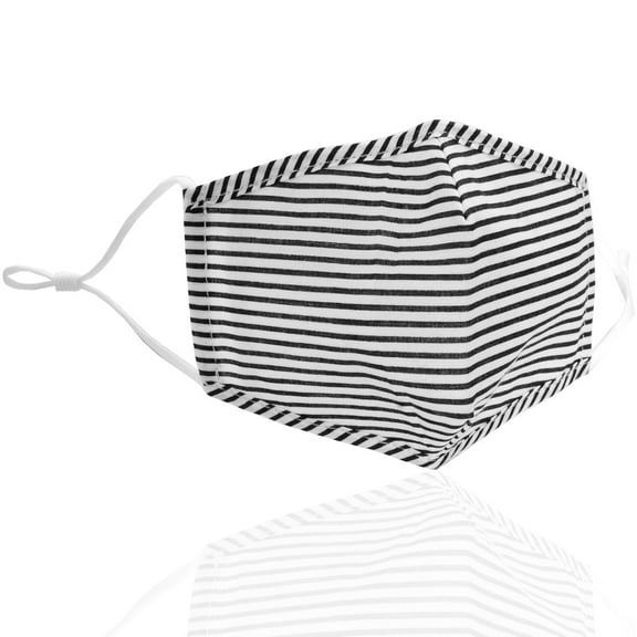 Humble Chic Breathable Cotton Face Mask - Reusable, Adjustable & Washable with Filter Pocket, Black Stripes, 1-Pack