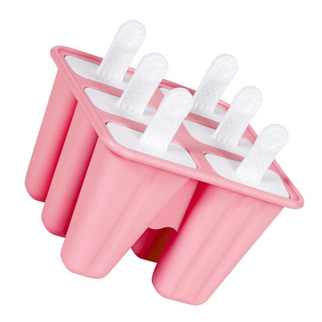 Yuarrent Moldes de silicona para paletas de grado alimenticio de 6 cavidades, molde para paletas de silicona para cocina DIY, fabricante de helados Cocina y Comedor Rosado Yuarrent HA000007-02B