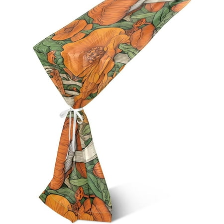 

Hyjoy Table Runner Orange Vintage Mushroom Print 108 in Chiffon Table Runners for Party Wedding Elegant Dining Tabletop Cover Table Decorations