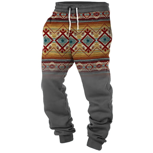Pantalones largos para hombre con estampado, bolsillos con cordón, elásticos y dobladillo.
