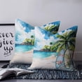 thumbnail image 2 of 26x26 Pillow Covers Set of 2, Summer Beach Throw Pillow Covers Decorative Couch Cushion Case, Tropical Coastal Palm Tree Surfboard Microfiber Square Pillowcases for Bedroom Car Living Room, 2 of 7