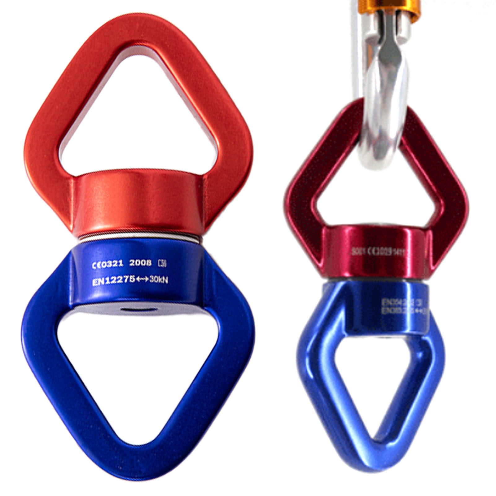 Sioweci Swing Swivel Aluminum Alloy 30KN Swing Universal Rotating Ring Aerial Yoga Hammock Rotating Connector Outdoor Rock Climbing Bearing Swivel Hook Black and Blue