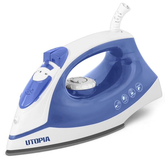 Utopia Home Steam Iron for Clothes With Non-Stick Soleplate - 1200W Clothes Iron With Adjustable Thermostat Control, Overheat Safety Protection & Variable Steam Control