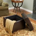 thumbnail image 3 of Pouf de Rangement Plateau en Cuir Marron Quinn, 3 of 5